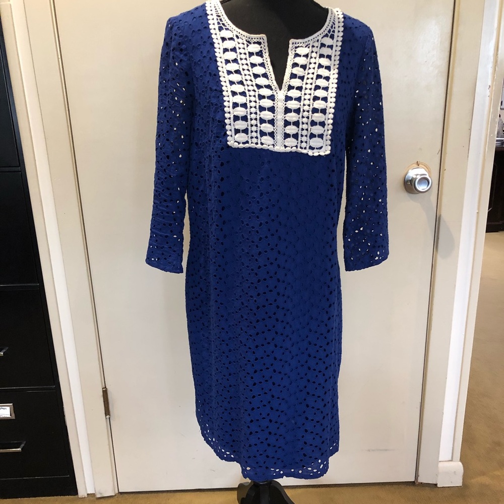 Size 12 London Times Royal Blue and White dress